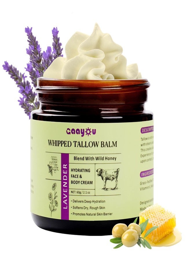 Gaayou Whipped Beef Tallow for Skin Organic Grass Fed Beef Tallow, Tallow and Honey Balm with Lavender for Face & Body Natural Tallow Face Moisturizer Deep Hydration - Image 1